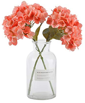 cn-Knight Artificial Hydrangea Flowers 6pcs 14 Inch Hortensia Bouquets for Wedding DIY Home Decor Centerpieces(Carmine)