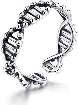 Design 925 Sterling Silber DNA offene verstellbare Fingerringe für Frauen freie Größe Ring Schmuck, Sterling Silber