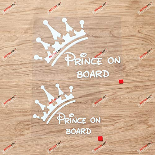 Baby an Bord Prinz im Auto Krone – Auto Vinyl Aufkleber – 2er-Pack, Weiß, 15,2 cm, 20,3 cm – konturgeschnitten, ohne Hintergrund