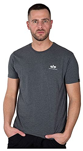 Alpha Industries Basic T Small Logo T-Shirt für Herren Charcoal Heather/White