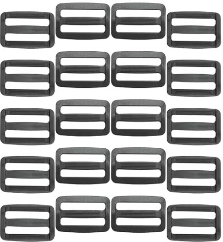 Ruidee 50 Pezzi Fibbie Passanti in Plastica 32MM Doppia Entrata Fibbia a Scelta Chiusura Fibbie per Borse Fibbia a Scatto a Scorrimento Laterale per Zaino Fibbia da Cintura (RK/32mm)