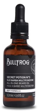 Bullfrog – Multifunktionales Bartöl Secret Potion N.3: Nährt, macht die Rasur weich und erleichtert, leichte und parfümierte Textur, Meeres-, Holz- und Bernsteinduft, hergestellt in Italien, 50 ml