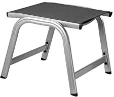 KETTLER Basic Plus Hocker – bequemer Sitzhocker aus Aluminium und Outdoorgewebe für Garten, Terrasse und Balkon – wetterfester & UV-beständiger Outdoor Hocker – Silber / anthrazit