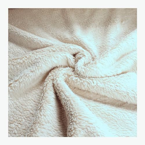 Stoff am Stück Stoff Baumwolle Plüsch Teddy hellbeige Webpelz weich flauschig natur