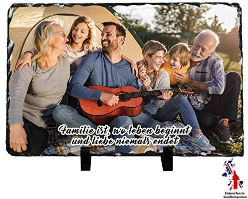 iDIY Personalisierte Schiefertafel - Foto Rock Schieferplatte Geschenke für Familie Mama Papa Oma Haustieren zum Muttertag Vatertag Geburtstag Weihnachten Erntedankfest Weihnacht 29x19cm