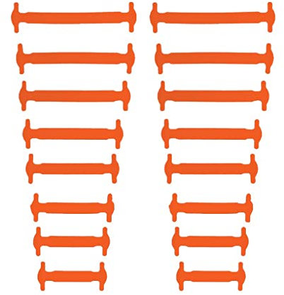 Allayu 16 pièces lacets élastiques facile à nouer outil gratuit chaussures accessoires boucles en Silicone enfants sans boucle de laçage, Orange
