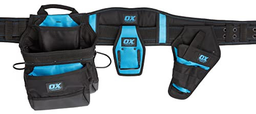 OX Tools Pro Dynamic Nylon Tool Belt with Attachments, Blue