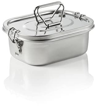 WAS Germany Lunchbox - 1700 ml, auslaufsicher, mit herausnehmbarem Einsatz zum Unterteilen - Frischhaltedose aus Edelstahl - Deckel mit Silikondichtung und Tragegriff - 18 x 14,5 x 7,3 cm