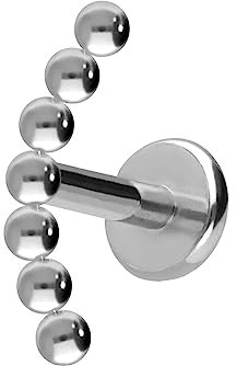 PIERCINGLINE Titan Labret mit Push Fit 7 KUGELN Piercing Ohr Helix Tragus Conch Silberfarben 1x7 mm