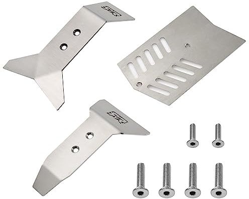 Palumma RC Chassis Armors Set, Stainless Steel Front + Center + Rear Armors Protection Skid Plate for ARRMA 1/8 NERO 6S BIG ROCK RC Upgrade Part(Silver)