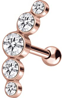 PIERCINGLINE Chirurgenstahl Ohrpiercing 5 Kristalle Ohrschmuck Helix Piercing Stecker Roségoldfarben 3 x 10 mm