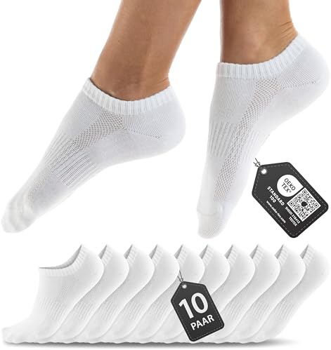 HELDENWERK® 10 Paar Premium Sneaker Socken für Herren & Damen mit Baumwolle | Kurzsocken in Schwarz, Weiß oder Mixpack, Komfortbund ohne drückende Naht, Socken für Sport & Alltag, Verstärkte Ferse