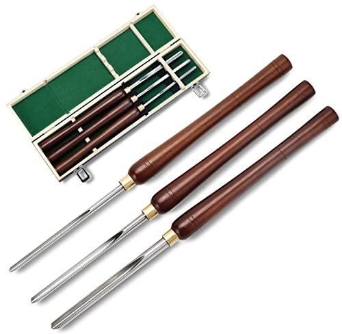 BomDog Drechseleisen-Set, 3-Teiliges Drechselwerkzeug Für Holzdrehmaschinen, Hohleisen Für Drechselbank, 10/12/16 Mm Mit Schnellarbeitsstahlklingen