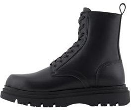 Armani Exchange Black Edition, Chunky Sole, Real Leather, Stivale alla Caviglia Uomo, Nero, 45 EU