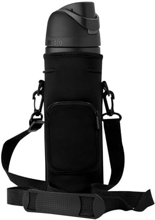 AF-WAN Neoprene Carrier Water Bottle Insulation Sleeve,Waterproof, Anti-Slip, Anti-Scratch Pouch with Shoulder Strap, fit for Owala Insulated Stainless Steel Water Bottle (Black, For 24 oz)