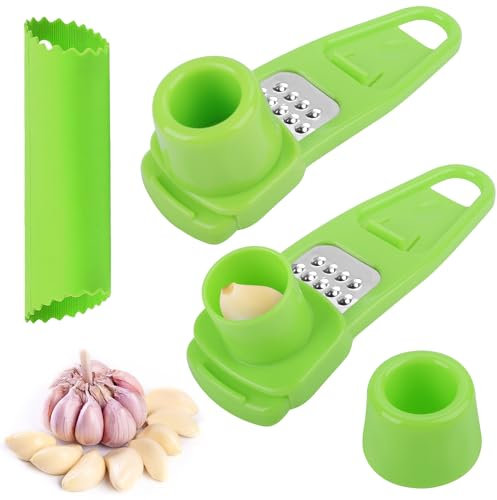 Ezydka Lot de 3 presse-ail - Râpe à ail - Ustensile de cuisine en plastique - Coupe-ail - Outil efficace pour obtenir la pâte d'ail