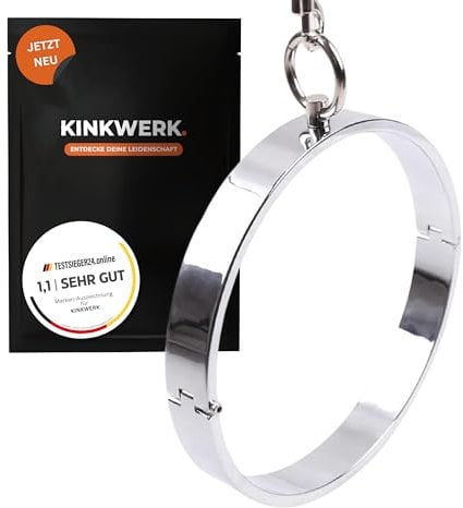 KINKWERK Edelstahl Halsband Halsfessel | Stilvolles BDSM-Sexspielzeug mit O-Ring für Männer, Frauen und Paare (⌀ 120mm)