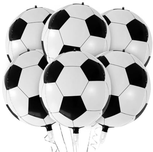 Cadimus 6 Stück Fussball Luftballon, 22 Zoll 4D Fußball Folienballons, Fussball Deko Geburtstag Kinder, für Spieltag Fußball Sport Thema Geburtstag Party