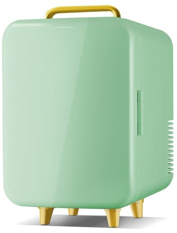 GIZNXBA 8L Mini Fridge For Bedroom Car Office, Single Door Compact Refrigerator Cooler And Warmer, Small Skincare Fridge With Compartments For Food Drinks Skincare(Color:/Green,Size:110V)