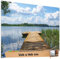 TRIOSK Sichtschutz Garten Deko Zaun Plane Blickdicht groß mit Zaunblende Motiv Schilfsee Holzweg Badesteg für Zaunelement Doppelstabmatten Stabmattenzaun Gartenzaun PVC 250x180 cm