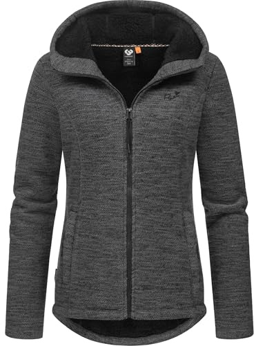 Ragwear Damen weiche Strickjacke leichte Übergangsjacke mit kuscheligem Teddyfleece und Kapuze Lyshka Melange YOUMODO XS-6XL