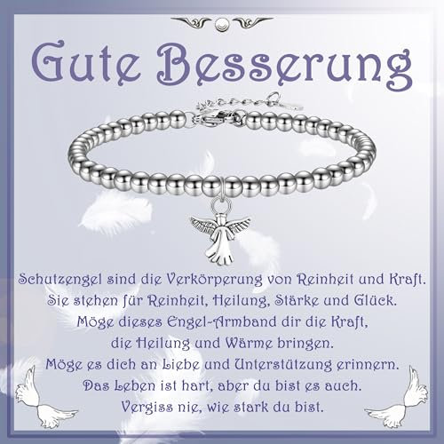 PDTU Gute Besserung Geschenke, Armband Geschenke Gute Besserung für Frauen, Schutzengel Armband zur Besserung Genesungsgeschenke für Frau Oma Mutter Tochter Enkelin Nichte Kinder Kollegin