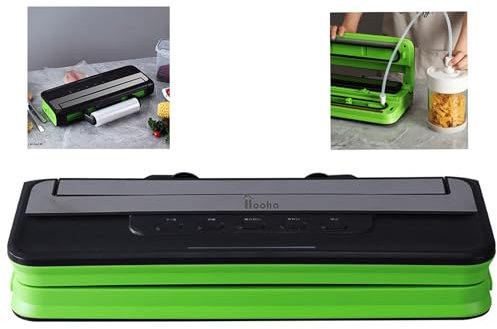 Hooha 5in1 Vakuumierer 60Kpa,Vakuumierer Für Folien Bis 32cm Breite,Trockene Und Feuchte，Lebensmittel Bleiben Bis Zu 8x Länger Frisch,Geräusch- Und Vibrationsarm
