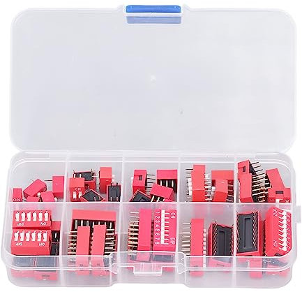 ANKROYU 45PCS Dip Switch, Dip Plastic Switch Assorted Kit, On Off Dip Switch with Storage Box, Mechanical Toggle Switches for Circuit Breadboards