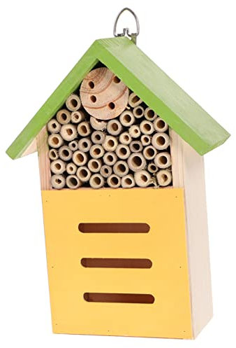CIYODO Garten Insektenhaus Bienenkabine Kabinenverzierung Marienkäfer Kabine Mauerbienen hängendes gartendeko Garden Decoration langlebiges Insektenhaus Insektenkasten aus Holz Green