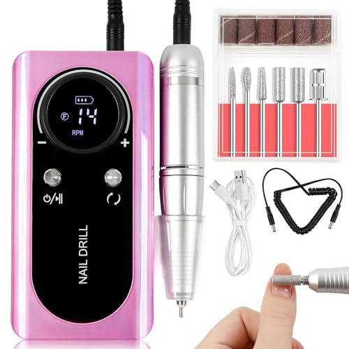 ANGNYA Nail Drill Electric File Machine Set for Gel & Acrylic Nails, Professional Cordless Efile Manicure Tools & Supplies for Tech Essentials (Purple)