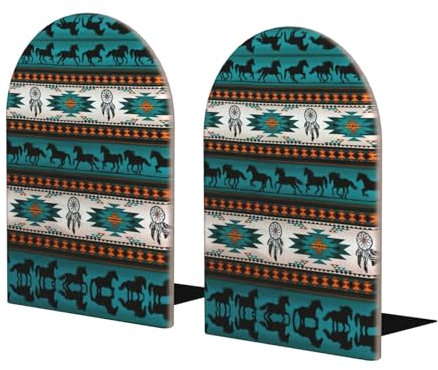 Serre-livres en bois de cheval pour étagères, serre-livres en bois robuste pour livres et films 1 paire