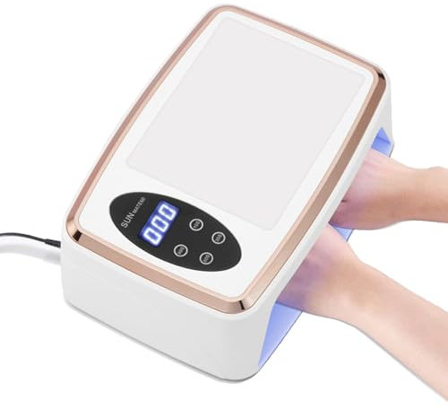 90LEDs Nail Lamp with Arm Rest, 4 Timer 380W Nail Dryer UV Lamp for Gel Polish Curing Light Machine for Home Nail Salon