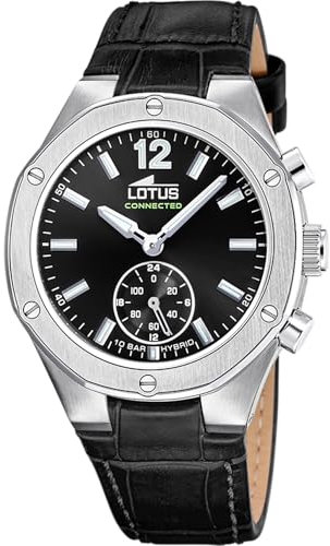 Montre Lotus pour Femme 18972/6 Connected Boîtier en Acier Inoxydable Gris Bracelet en Cuir Noir