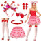 Beipegin Amor Kostüm Damen,Tüllrock Herz Haarreif Herz Sonnenbrille Ohrringe Halskette Romantische Cupid Kostüme Accessoires Für Valentinstag Karneval Party Cosplay