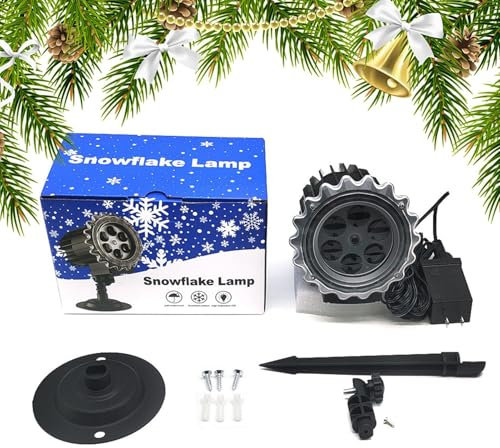 Uhngw Lumières de projecteur de Noël, projecteur de flocon de neige de Noël | Le projecteur de vacances étanche allume le cordon d'alimentation de 5 mètres pour l'extérieur - Chutes de neige