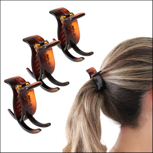 Decap Pack 3 Pinzas Tridente para Cabello, Diseño Ergonómico, Gran Capacidad, Fuerte y Flexible, Fabricado en Francia. (CONCHA CONCHA CONCHA)