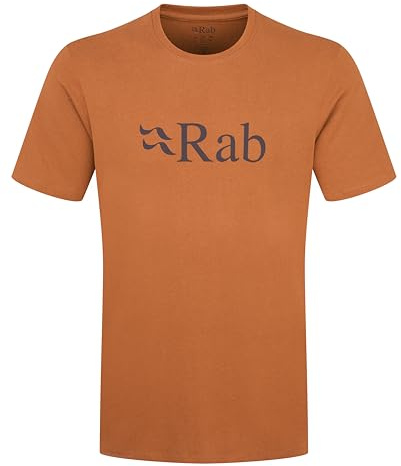 Rab Men’s Stance Logo Tee - Breathable Organic Cotton T-Shirt for Trekking, Climbing, & Casual Use - Red Earth - Large
