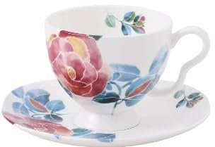 Keramik-Set mit Kaffee- und Teetassen und Untertassen, farbenfrohes Orchideen-Keramik-Kaffeetassen- und Untertassen-Set, Milch-, Saft-, Becher- und Teller-Geburtstagsgeschenk für B