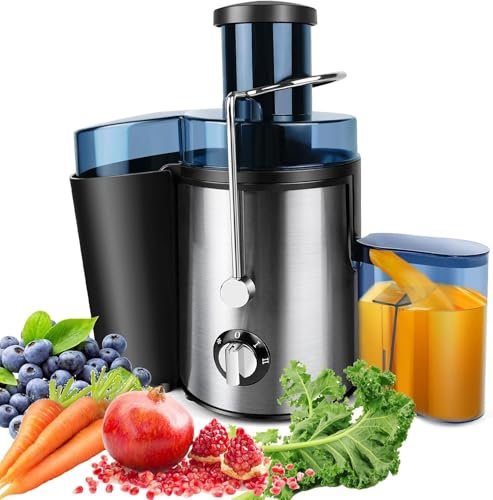 Spremiagrumi per famiglie 400 W – spremiagrumi elettrico con apertura XXL 65 mm, contenitore da 500 ml e 2 velocità, vincitore del test, centrifuga argento