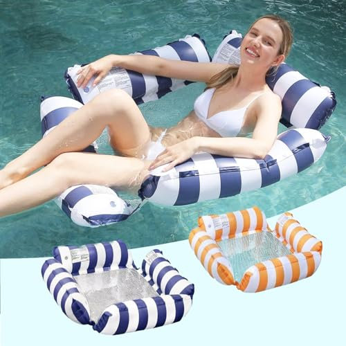 Viechoes 2 pcs gonfiabili piscina,Amaca Gonfiabile per Piscina - Amaca galleggiante PVC Ecologico, Supporto Comfort, Design a Rete & Versatilità