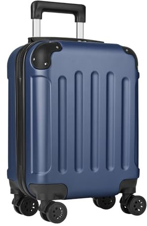 yonsly® Koffer Suitcase S Blau, Trolley Reisekoffer, Rollkoffer Handgepäck mit 4 Rollen 360°, ABS Hartschalen, Sicherheitsschloss, Weicher Gummigriff, 210D-Futter