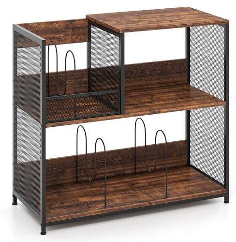 RELAX4LIFE Supporto per Giradischi, Porta Giradischi Vinili a 3 Ripiani, Mobiletto Multiuso Espositore per Ufficio, Soggiorno, 83 x 36 x 76,5 cm