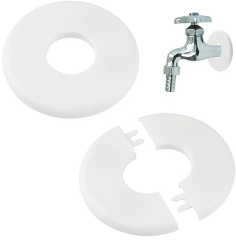 UFURMATE 2Stk Rohrwandabdeckungen, ABS Runde Selbstklebende Rosettenplatte, Wasserhahn Dekoration Zubehör für 33,5 mm / 1,32 Zoll Durchmesser Wasserrohr