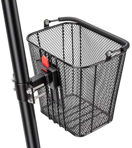 CXWXC Scooter Basket with Handle - Front Quick Release Basket for Electric Scooter - Bicycle Basket with Fixed Stand - Fits Folding Bikes, Scooters and Knees