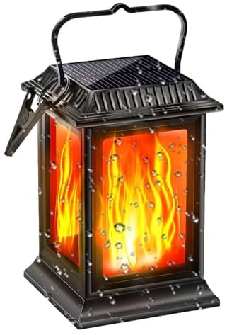Ahuuen Solar Flammenleuchten Für Draußen - Tanzende Flamme Solarlaterne Außenleuchten - Langlebige Hänge Lampe Dekorative Nachtbeleuchtung Für Camping Terrasse Garten Outdoor Halloween