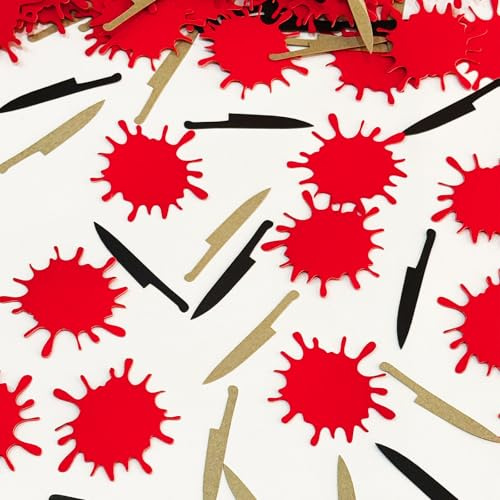 100 Pièces Confettis Ensanglantés – Décoration de Table Anniversaire Horreur Forme Couteau Sanglant, Décorations de Fête Halloween et Anniversaire Thème Horreur, Accessoires de Table Halloween