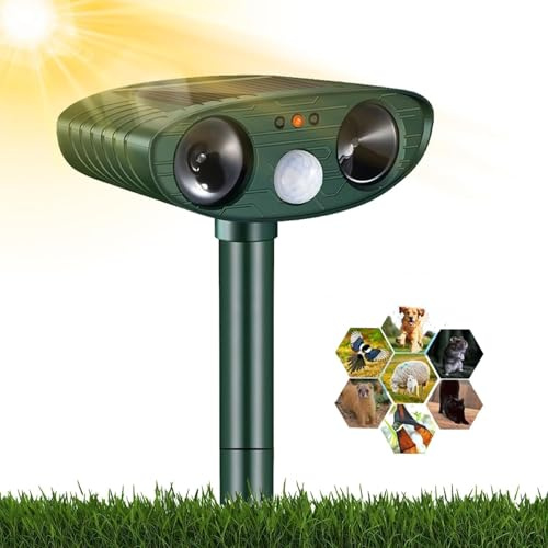 Katzenschreck Ultraschall,Solar Tiervertreiber Katzenabwehr, Ultraschall Abwehrmittel Hundeschreck Marderschreck mit Bewegungsmelder für Katzen, Hunde, Mäuse,Vögel, Marder