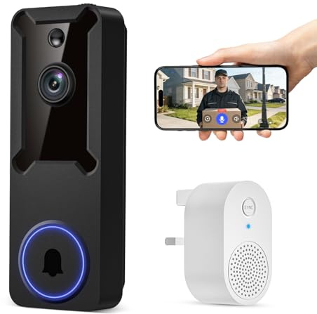 Novaquill Wireless Doorbell Camera with Chime, Cloud Storage, AI Human Detection, 2-Way Talk, Night Vision, 2.4Ghz Wi-Fi Only, for Visitors, Hallway, Front Door Surveillance