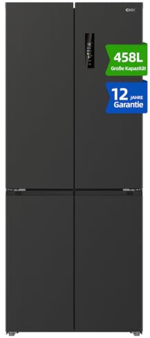 CHiQ 458L Frigorifero Multidoor Profondità 600mm Nero (CCD460NGE) | Total No Frost, Silenzioso 37dB, Sistema MultiAirflow, Congelatore -32°C, Zona Care + Space
