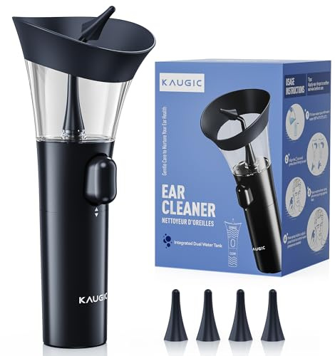 KAUGIC Manual Ear Wax Removal Kit, One - Hand Control Safe Ear Cleaner | Soft Silicone Tips, Portable Ear Cleaning Tool for Adults, Reusable Handheld Design for Home & Travel Use